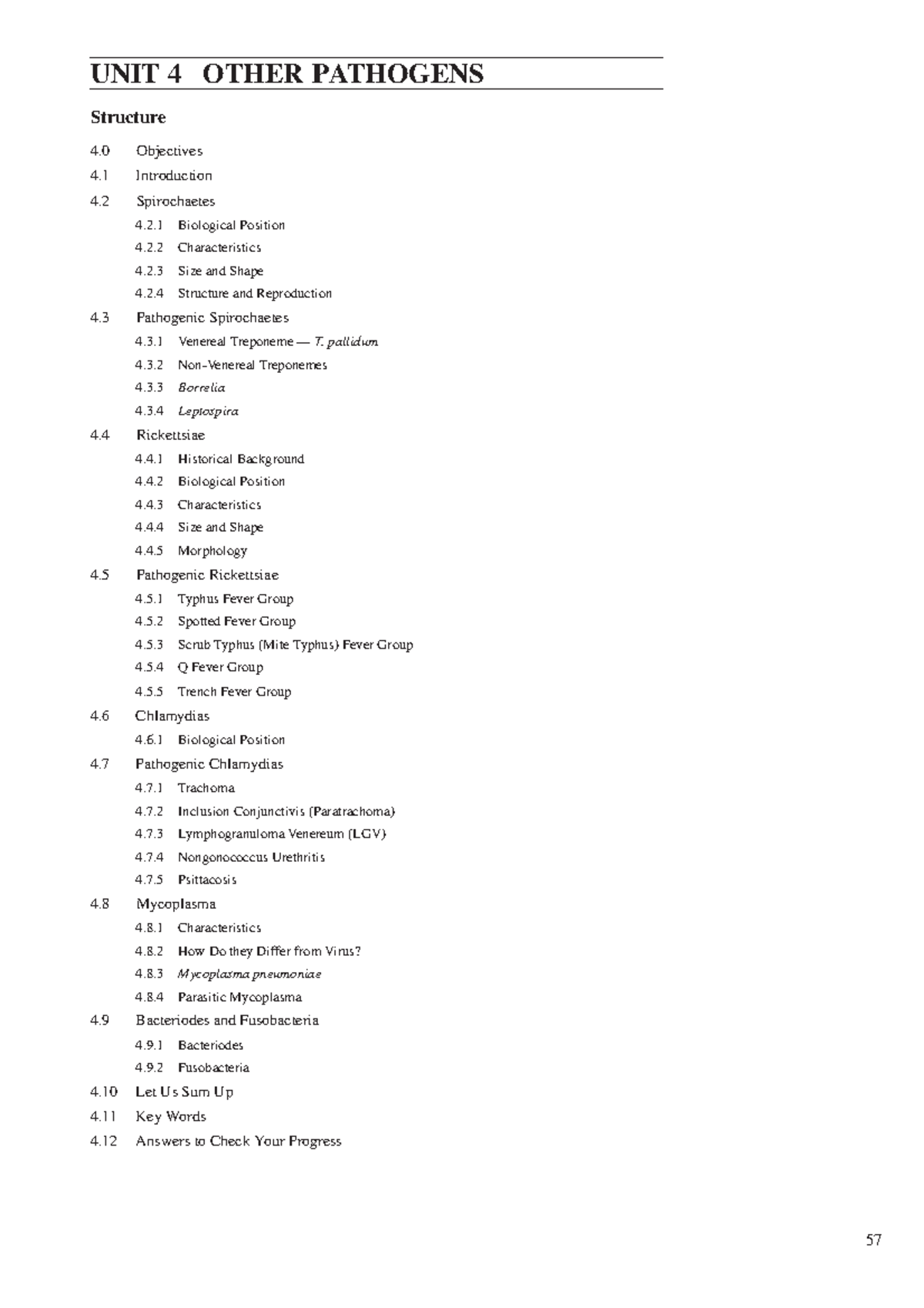 Unit-4 Other Pathogens - UNIT 4 OTHER PATHOGENS Structure 4 Objectives ...