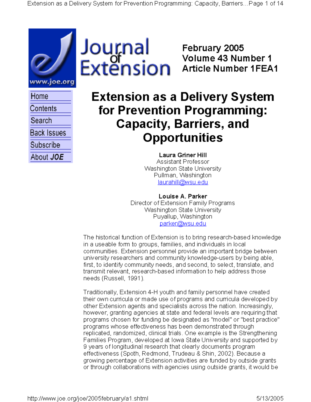 Related LIT 11 Extension As a Delivery System for Preve - February 2005 ...