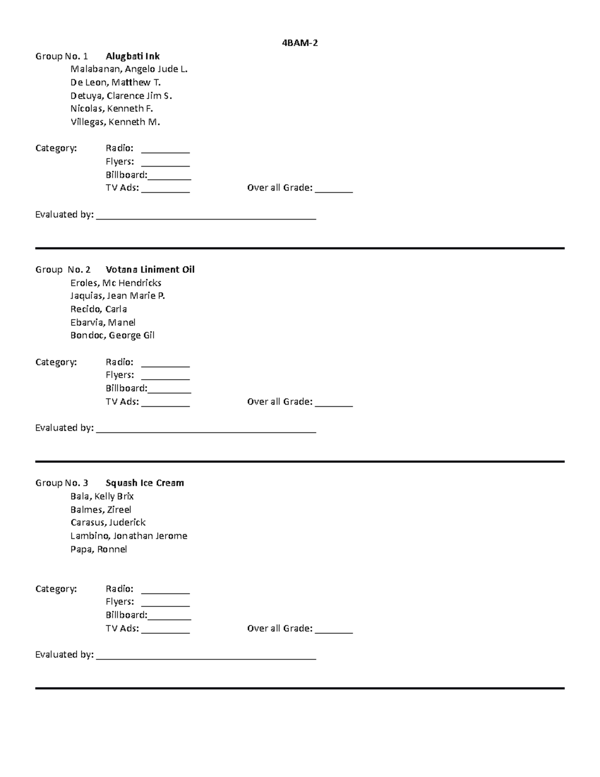 Criteria Advertising for Radio - 4BAM- Group No. 1 Alugbati Ink ...