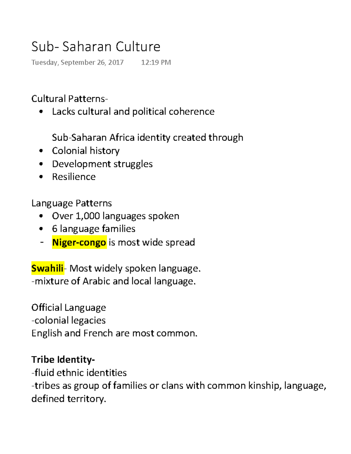 Sub- Saharan Culture - Audrey Joslin - Warning: TT: undefined function ...