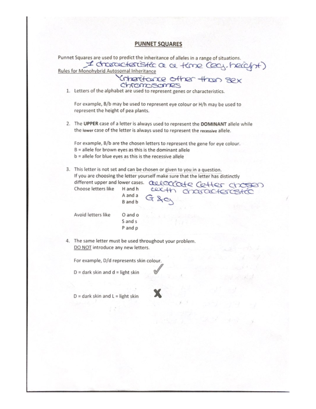 Scanned Documents-5 - Notes for bio - PUNNET SQUARES Punnet Squares are ...