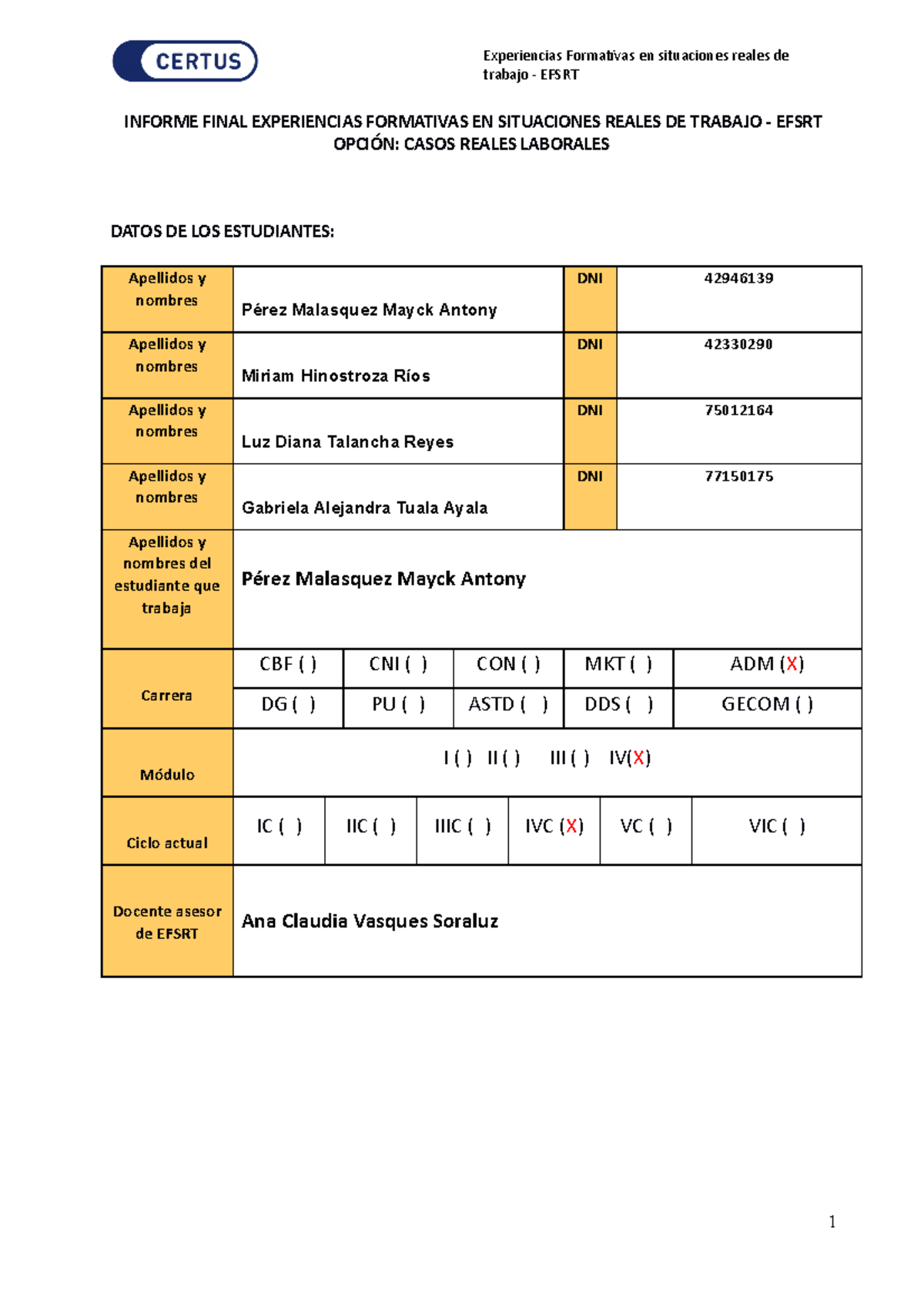 Perez Hinostroza Talancha Tuala - INFORME FINAL EXPERIENCIAS FORMATIVAS ...