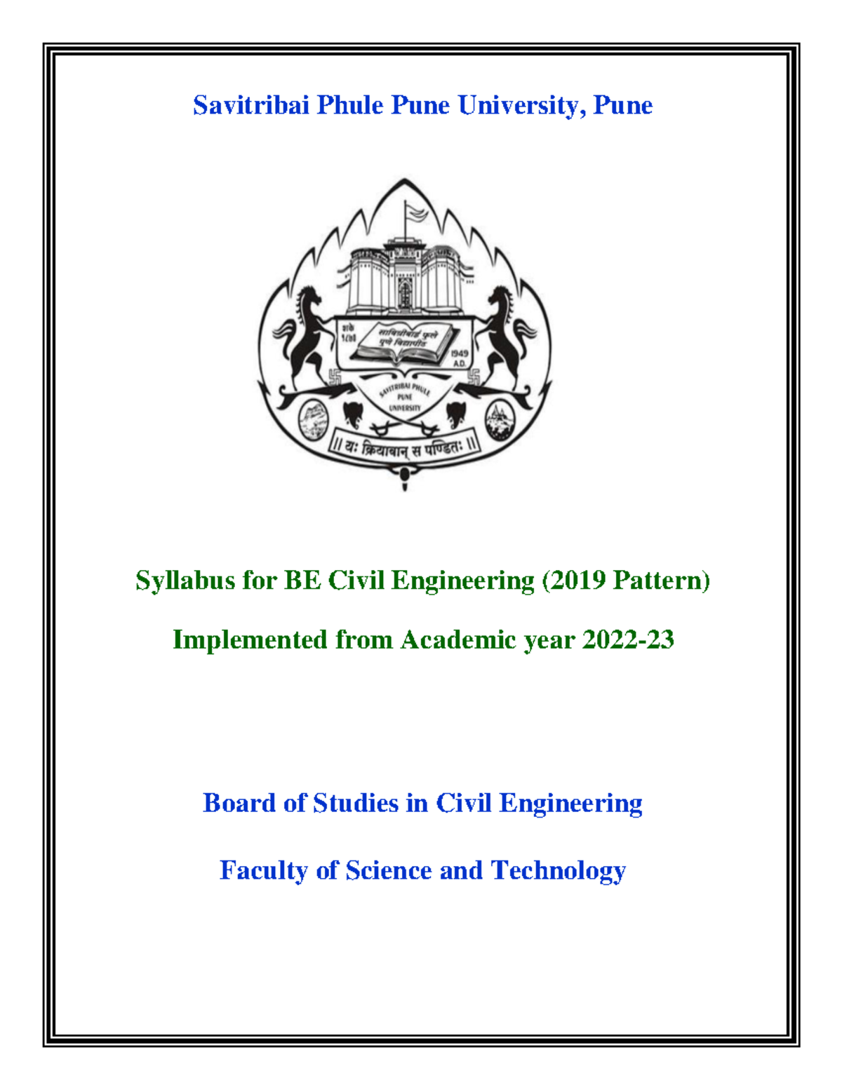 B E Civil 2019 Pattern Syllabus - Savitribai Phule Pune University ...