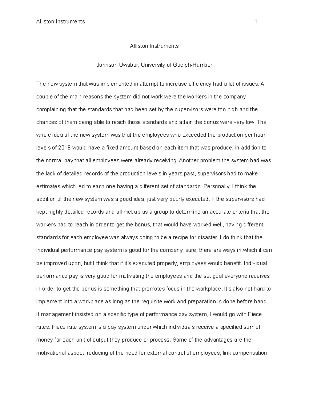 Alliston Instruments - A couple of the main reasons the system did not ...
