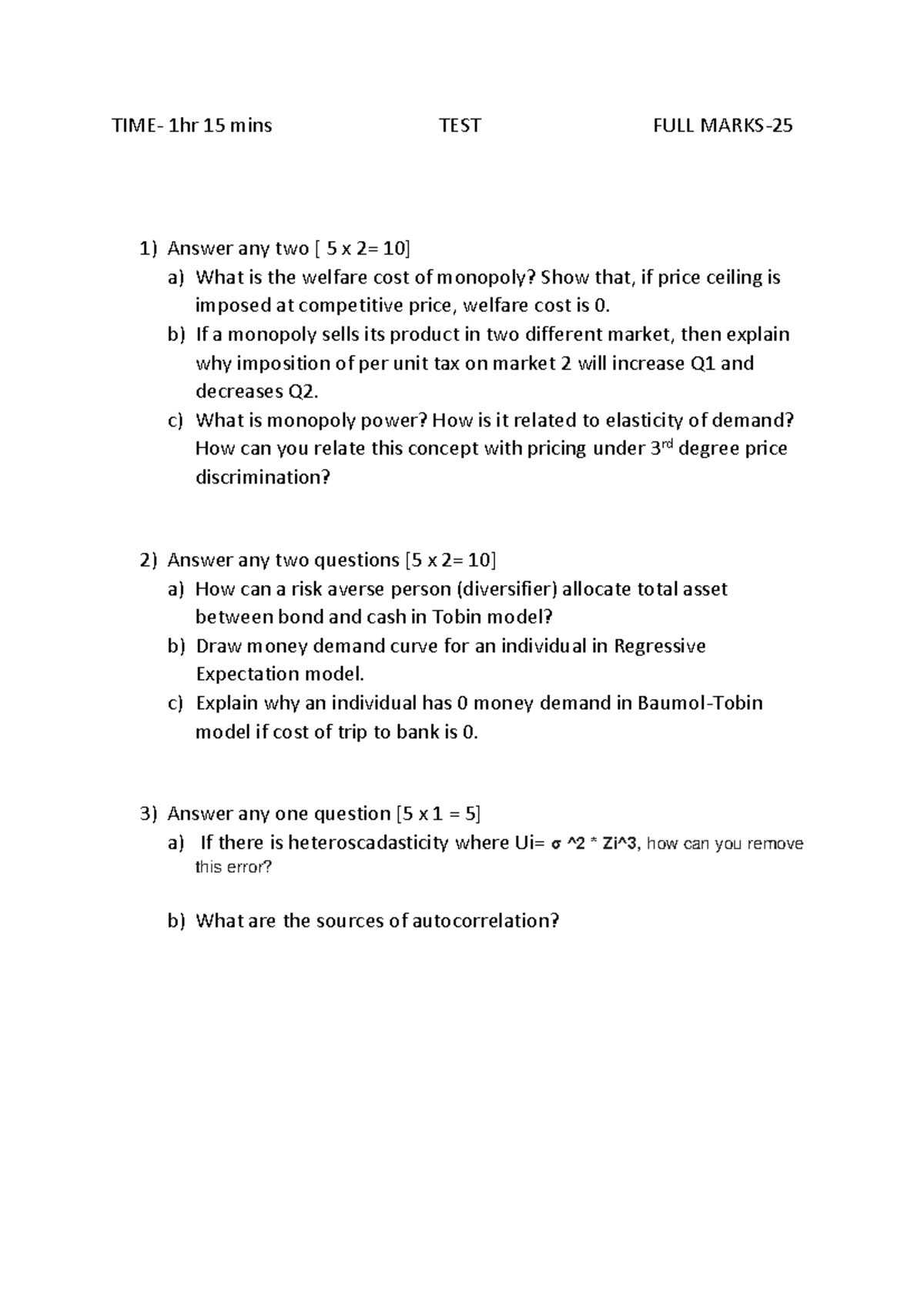 SEM4 Question Paper - Xyz - TIME- 1hr 15 mins TEST FULL MARKS- 25 1 ...