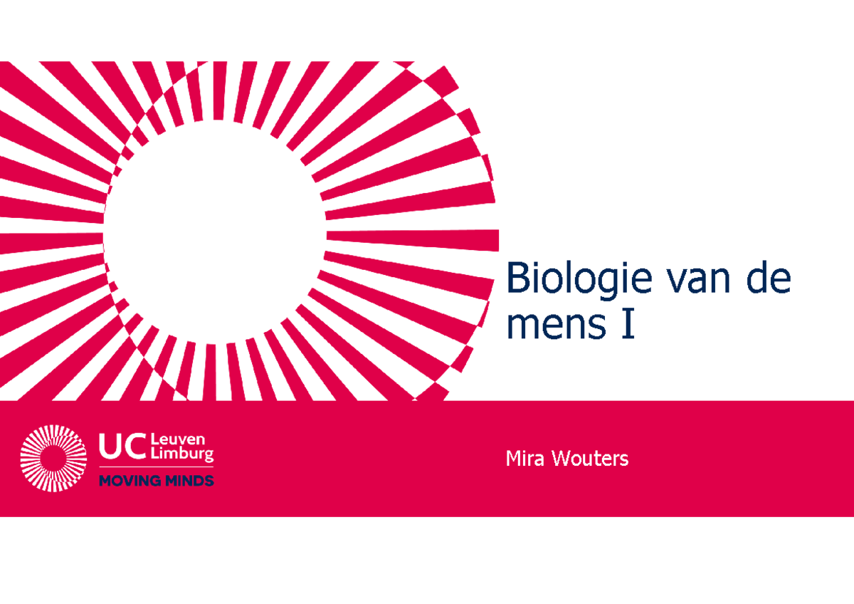 Les 2 dekepitheel - Biologie van de mens I Mira Wouters Lesindeling Les
