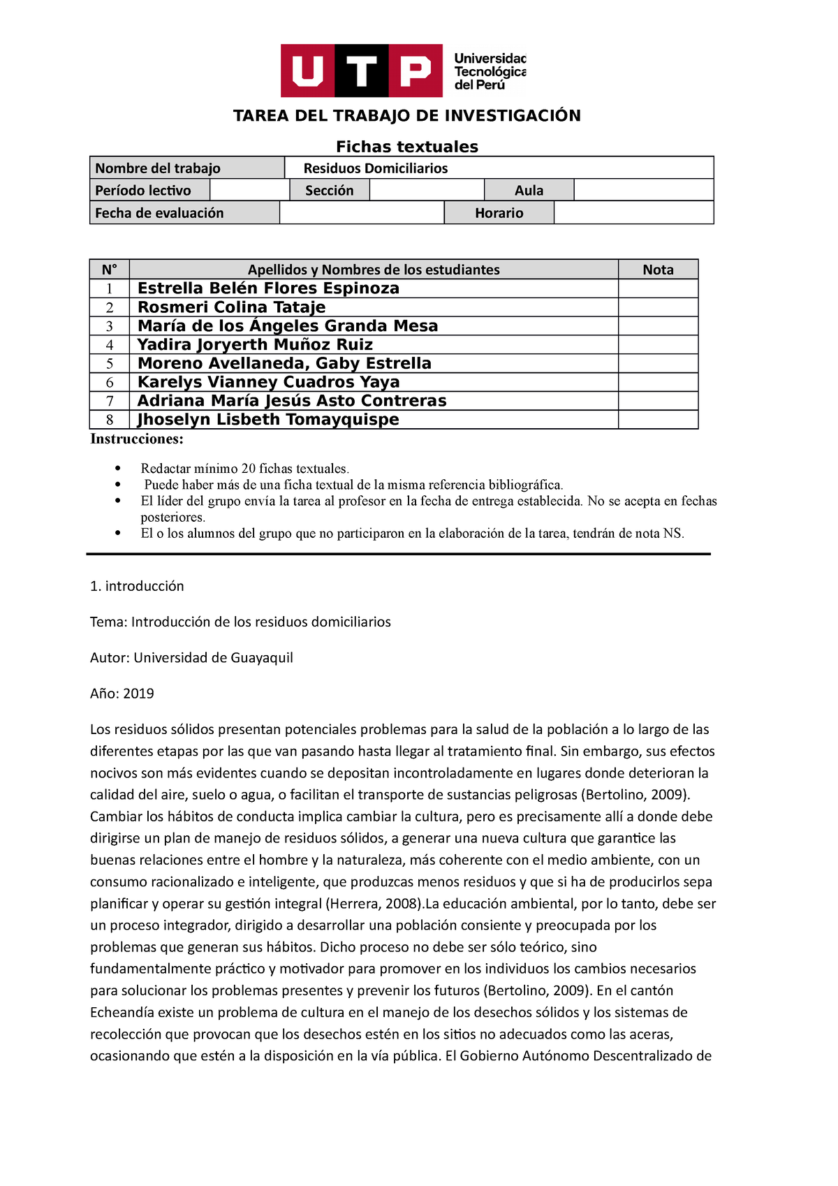 Formato De Entrega De Tarea De Fichas Textuales Tarea Del Trabajo De InvestigaciÓn Fichas 7479