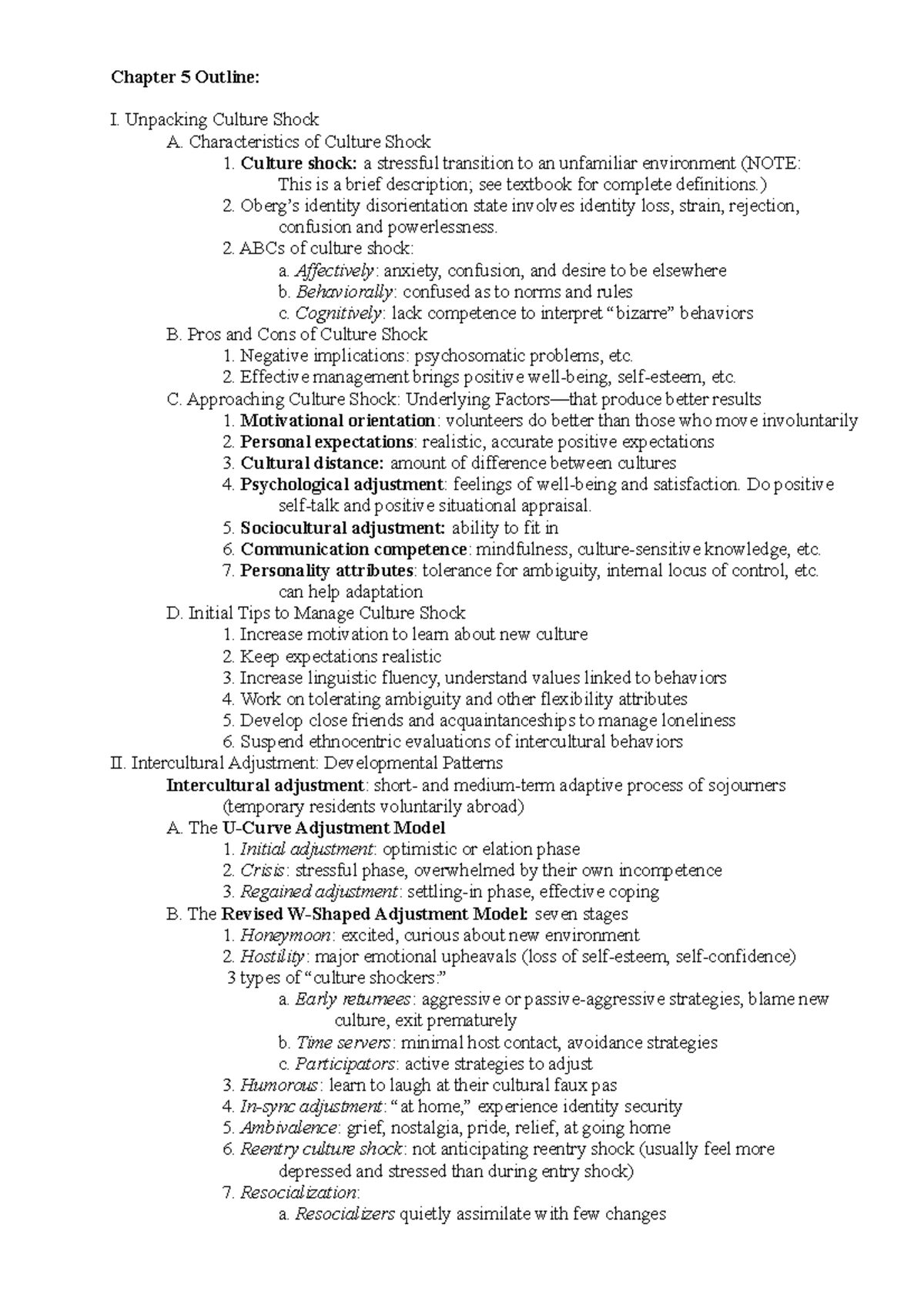 Chapter 5 - Intercultural Communication lectures - Chapter 5 Outline: I ...