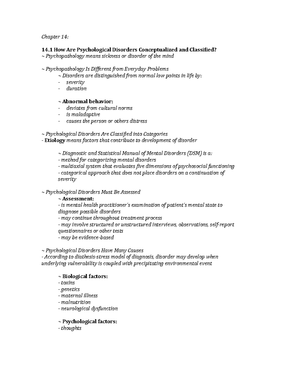 Chapter 14 - Lecture Notes 14 - Chapter 14: 14 How Are Psychological ...