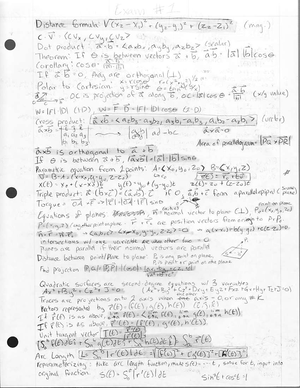 CALC 3 Final EXAM Cheat Sheet - Multivariable Calculus Study Guide: A ...