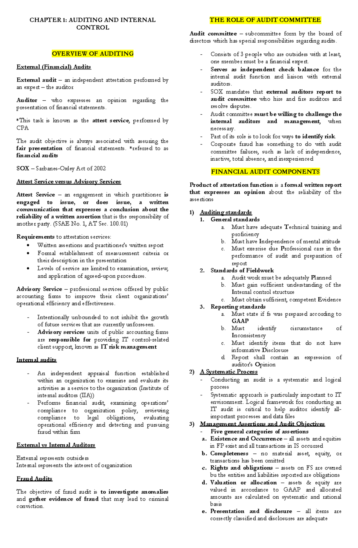 CIS - Chapter 1 Notes - INFORMATION TECHNOLOGY AUDITING and ASSURANCE ...