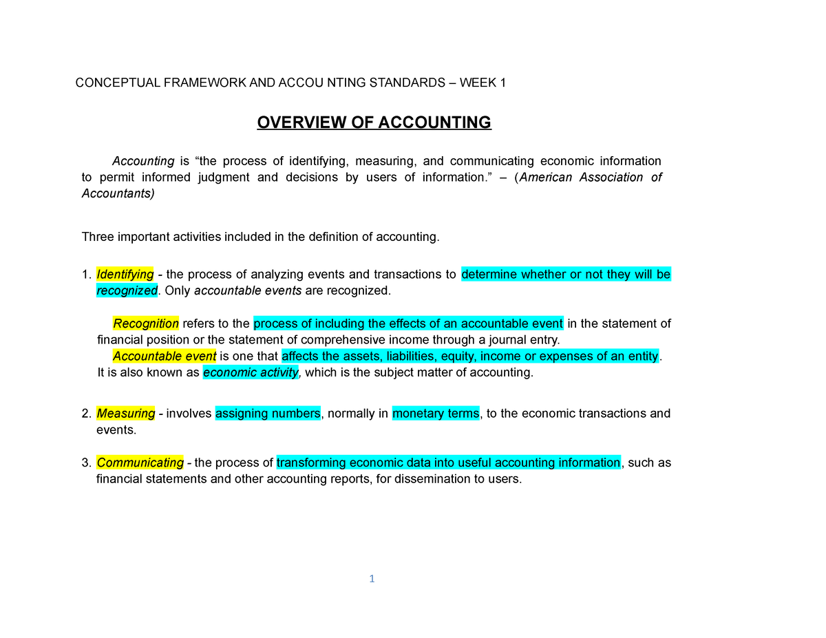 Lesson 1 CFAS - Conceptual - CONCEPTUAL FRAMEWORK AND ACCOU NTING ...