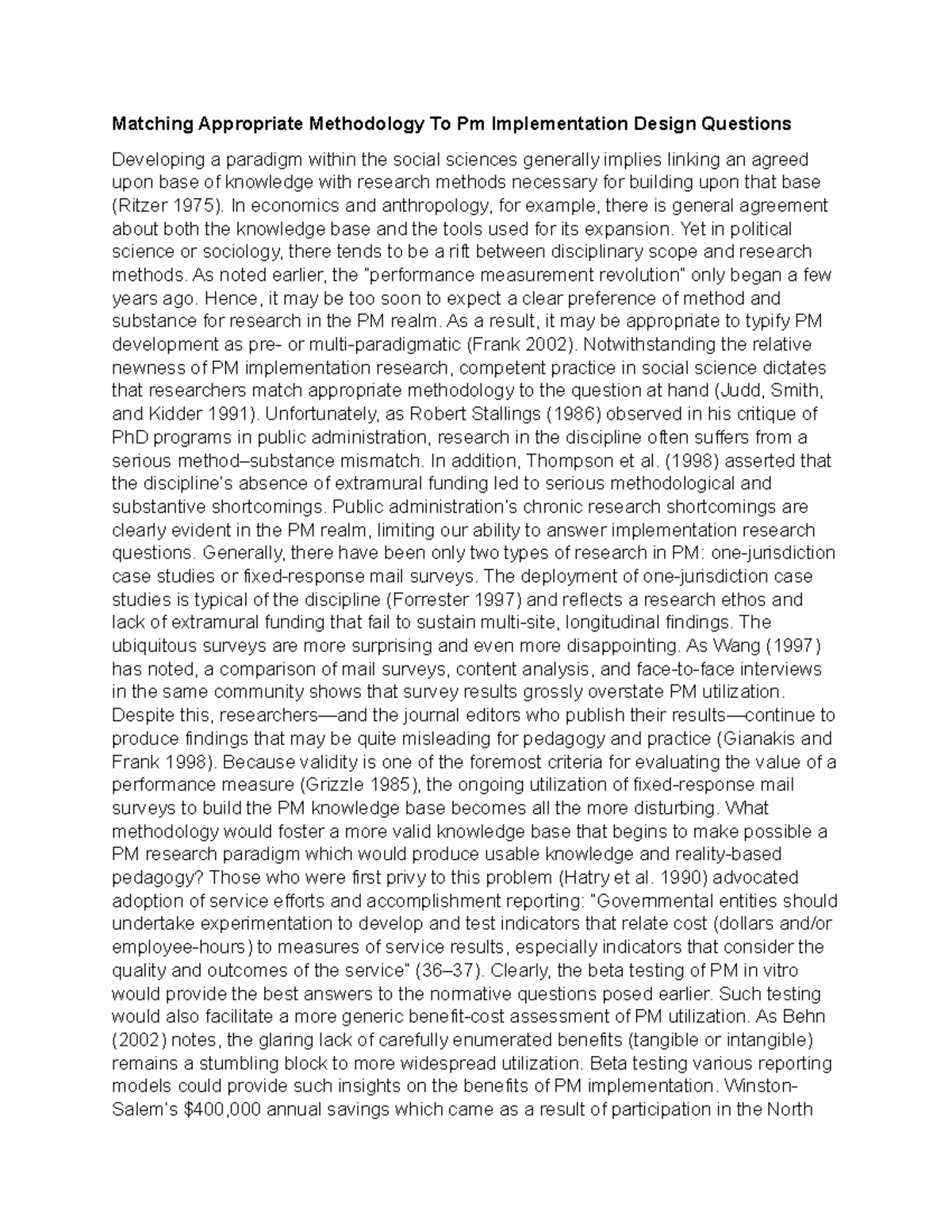 Matching Appropriate Methodology To Pm Implementation Design Questions ...