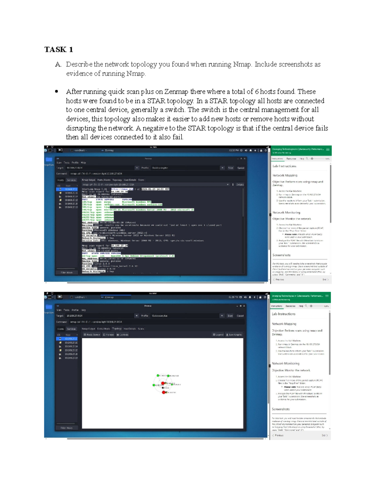 C844 TASK 1 - TASK 1 A. Describe The Network Topology You Found When ...