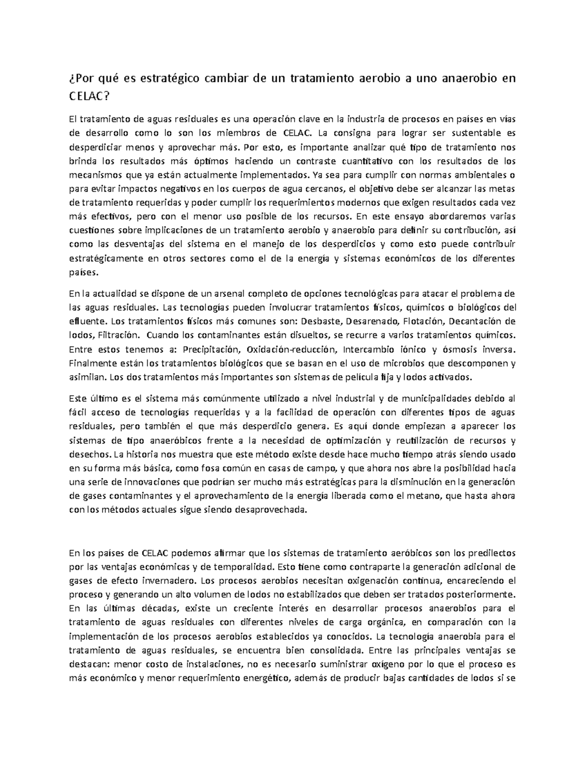 Por qué es estratégico cambiar de un tratamiento aerobio a uno ...