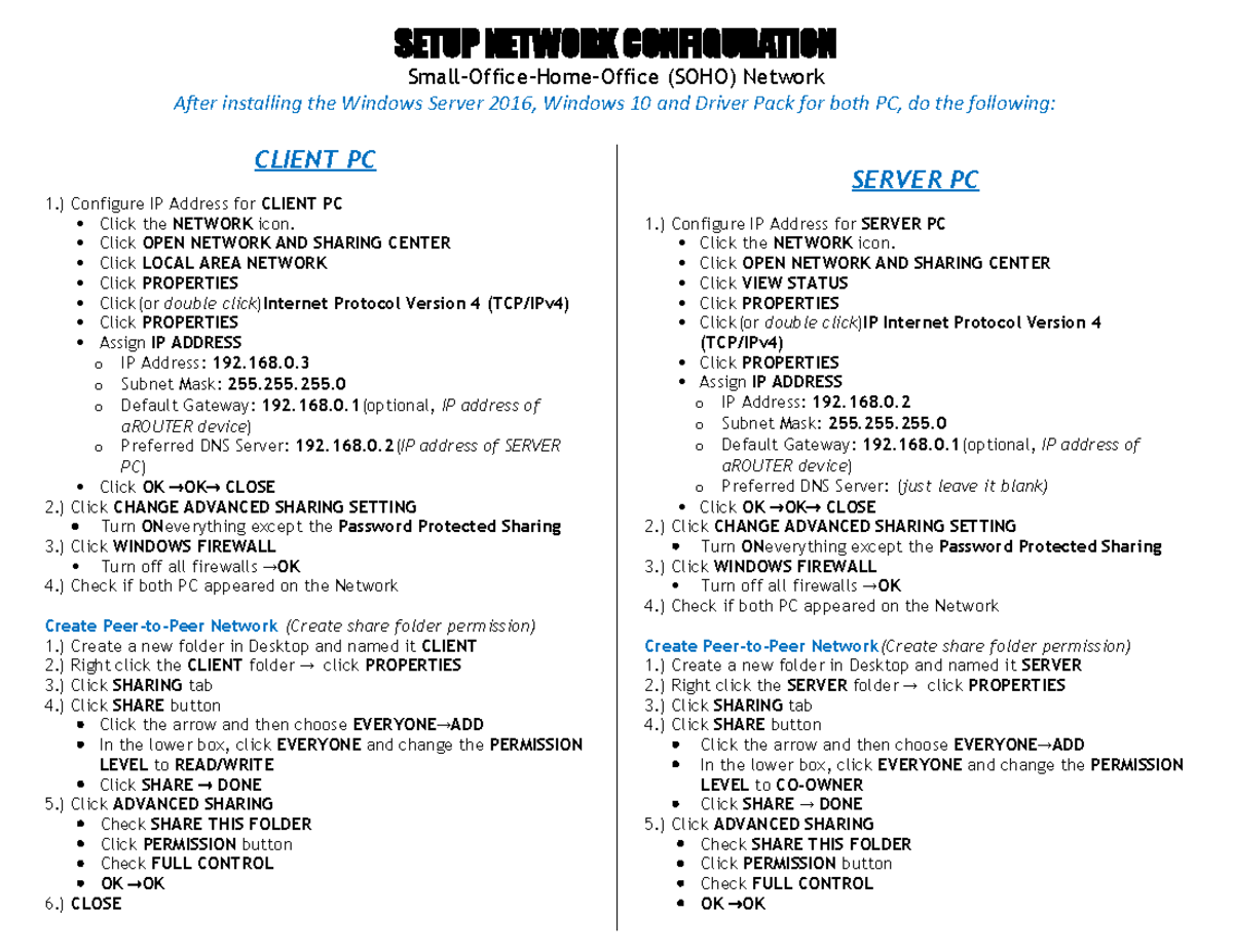 Setup-Network-Configuration - SETUP NETWORK CONFIGURATION Small-Office ...