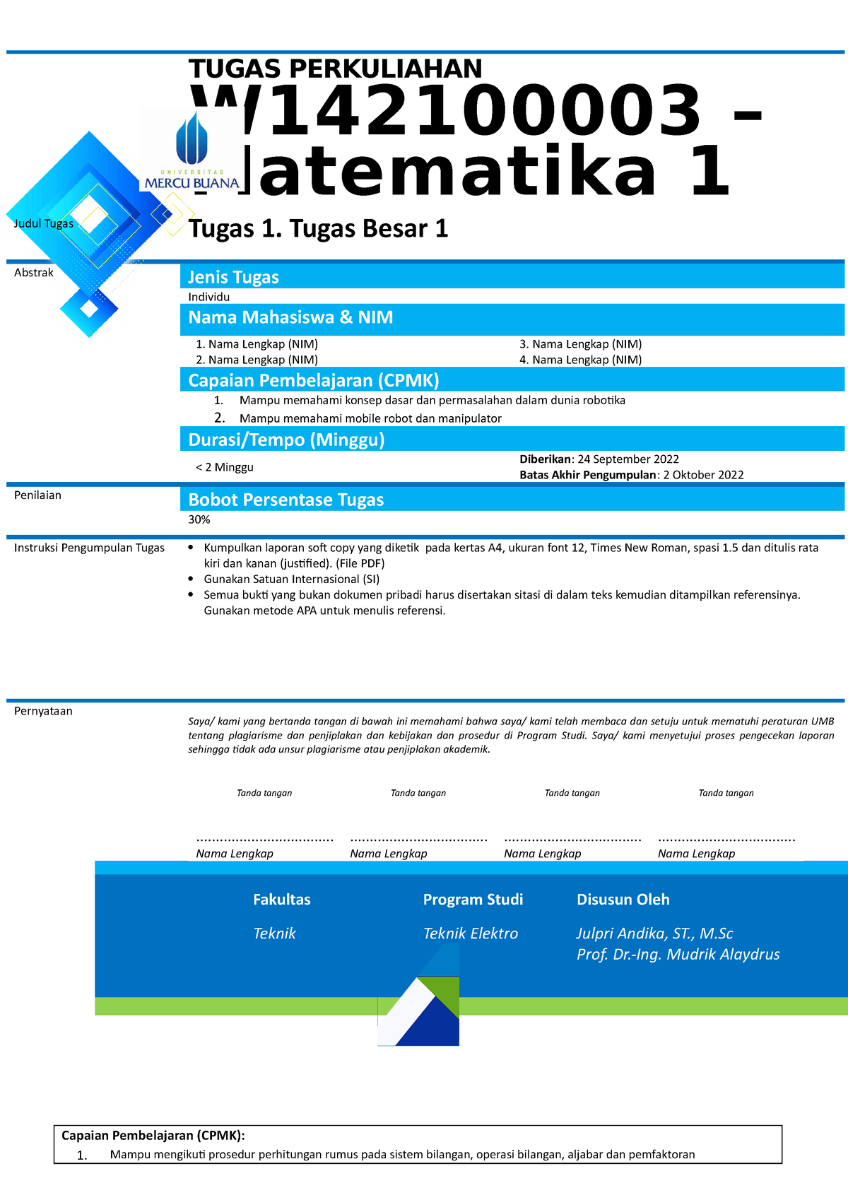 RTM 01 - Matematika 1 Ganjil 22-23 - TUGAS PERKULIAHAN W142100003 ...