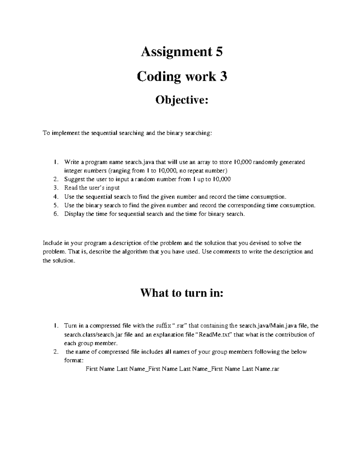 Assignment 5 Coding 3 - Assignment 5 Coding work 3 Objective: To ...