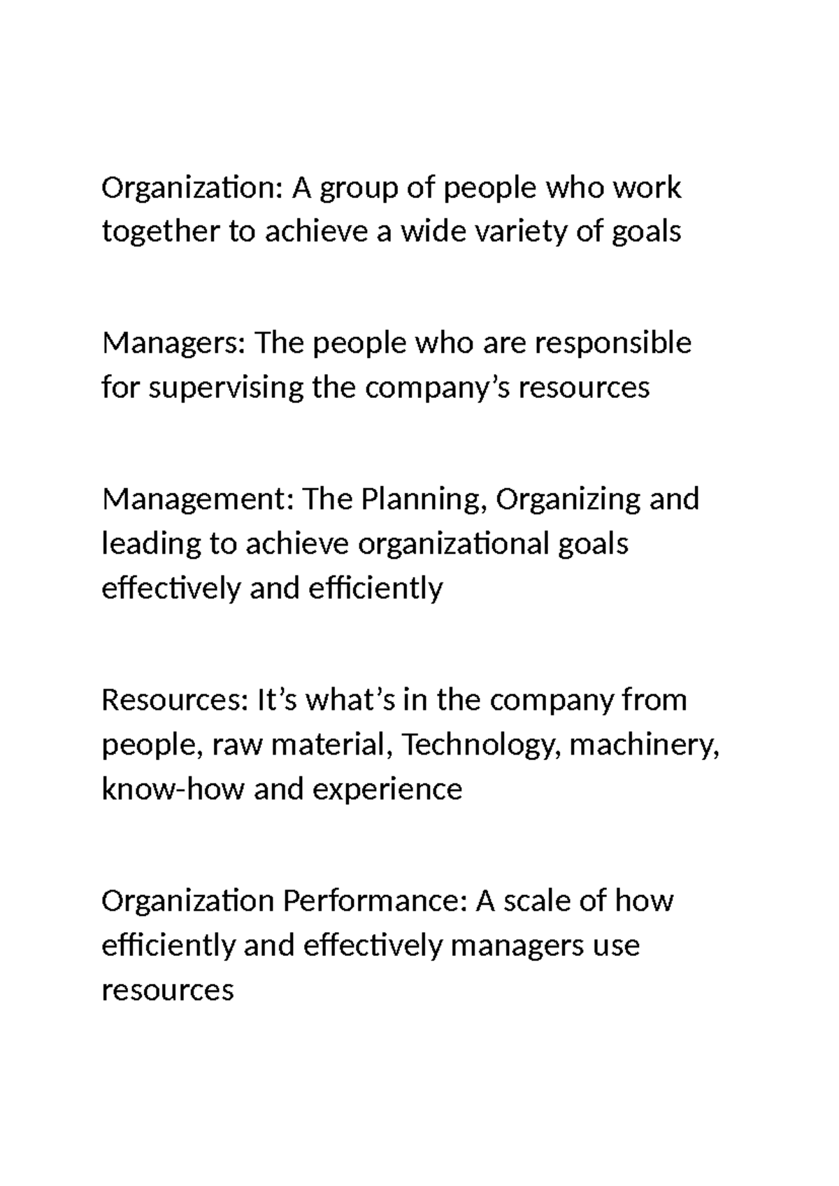 Organization - Some notes i took from the doctor's documents ...