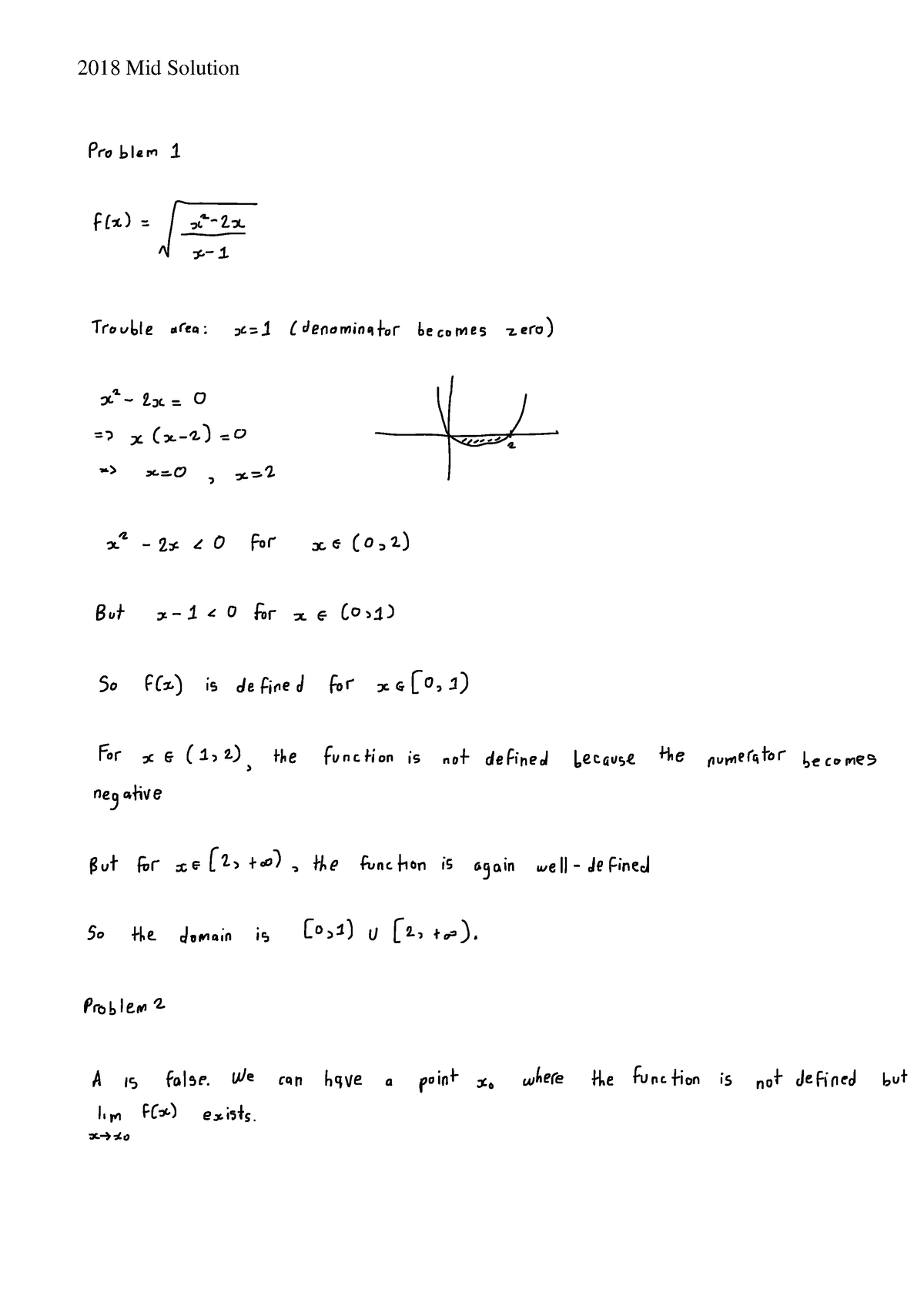 2018 Mid Solution - CAL 1 Practice MID 2018 - Calculus 1 - 2018 Mid ...