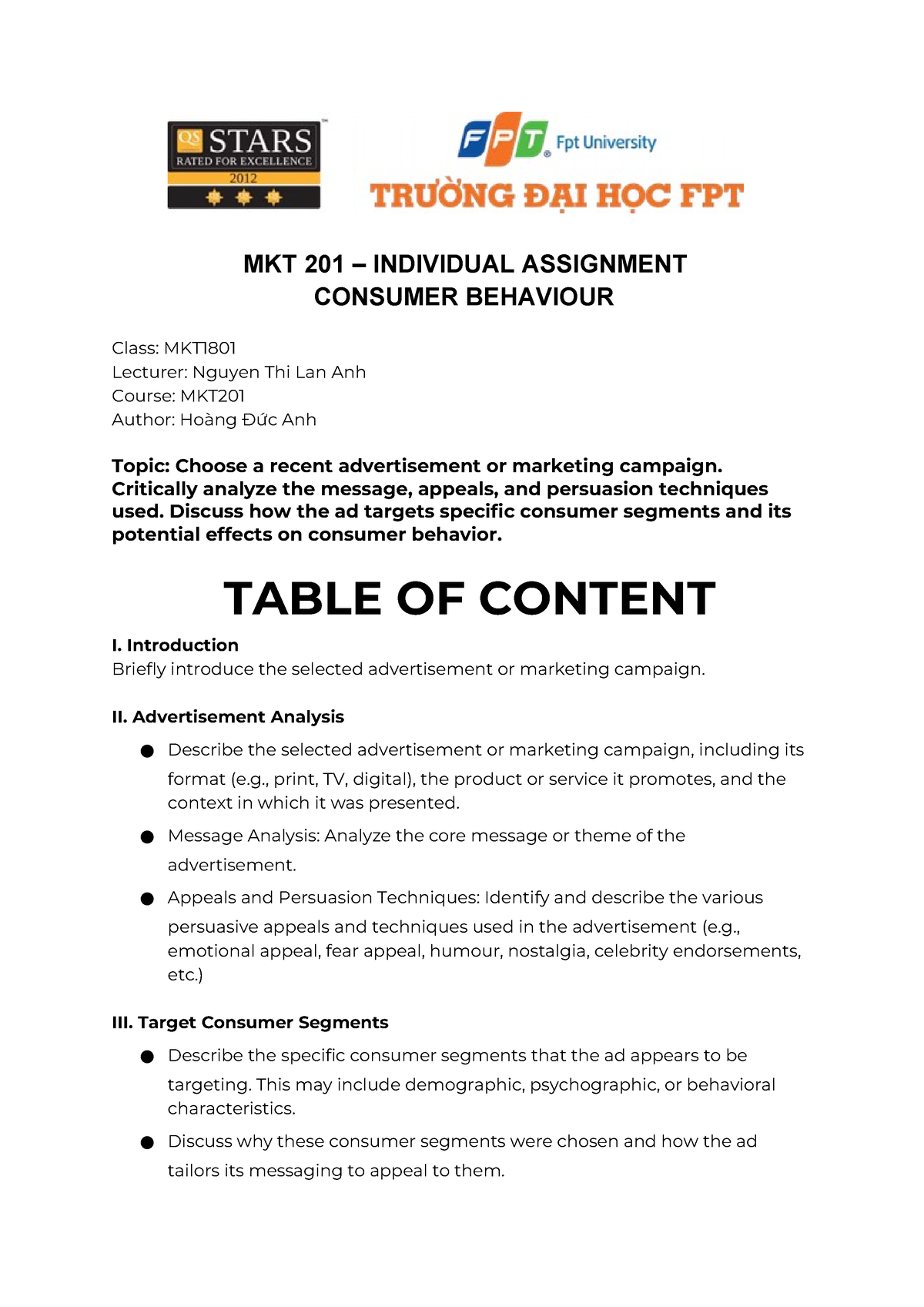 MKT201 Individual Assaigment - MKT 201 – INDIVIDUAL ASSIGNMENT CONSUMER ...