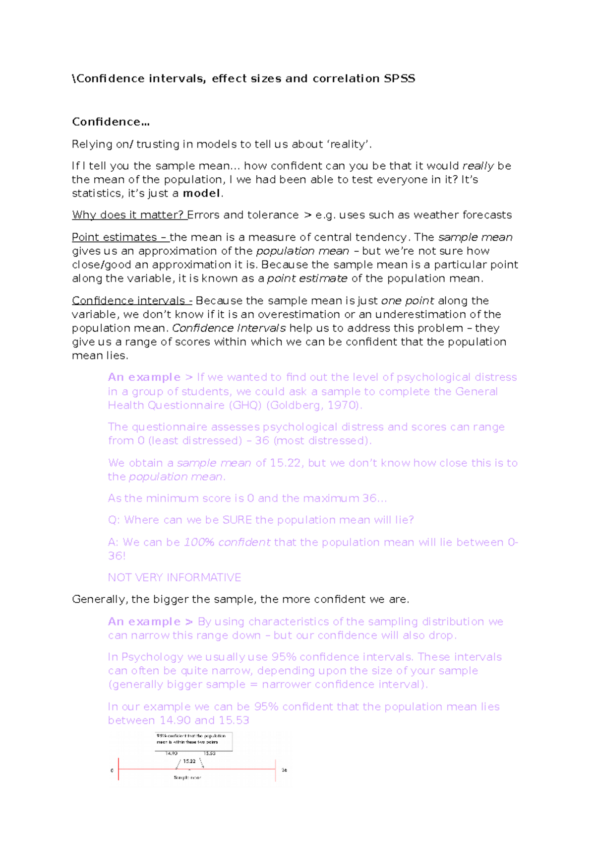 Confidence intervals, effect sizes and correlation SPSS - \Confidence ...