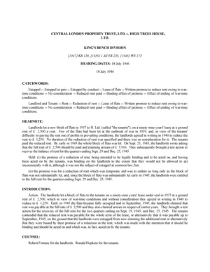 1041 Additional Material Central London Property Trust Ltd V High Trees House Ltd King S Studocu