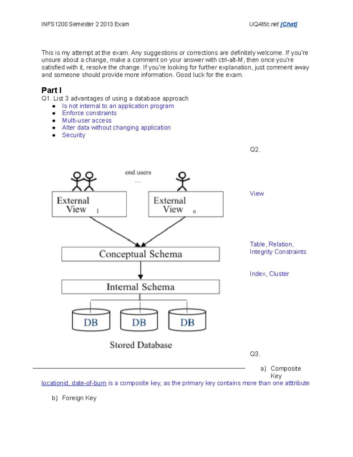 Exam 2013, Questions and answers - Semester 2 rn - This is my attempt ...