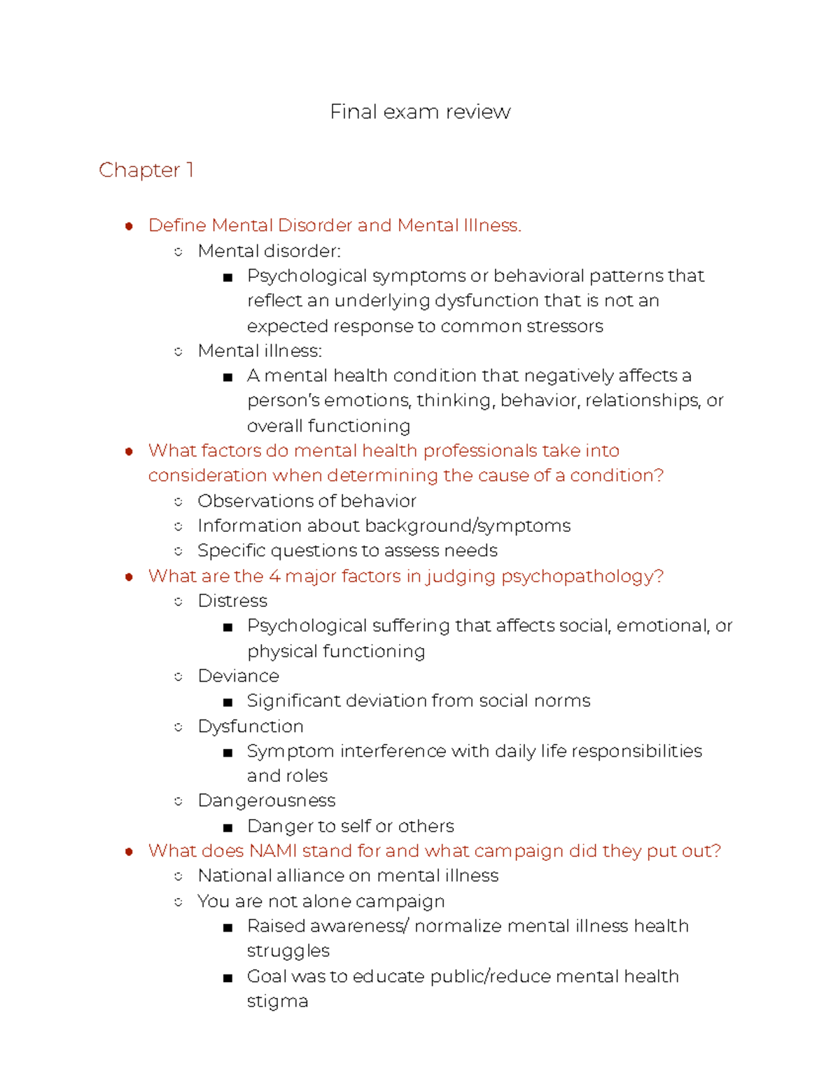 Abpsych Final Exam Review - Final Exam Review Chapter 1 Define Mental ...