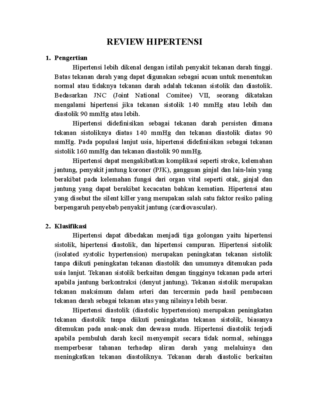 Review Penyakit Hipertensi Studocu