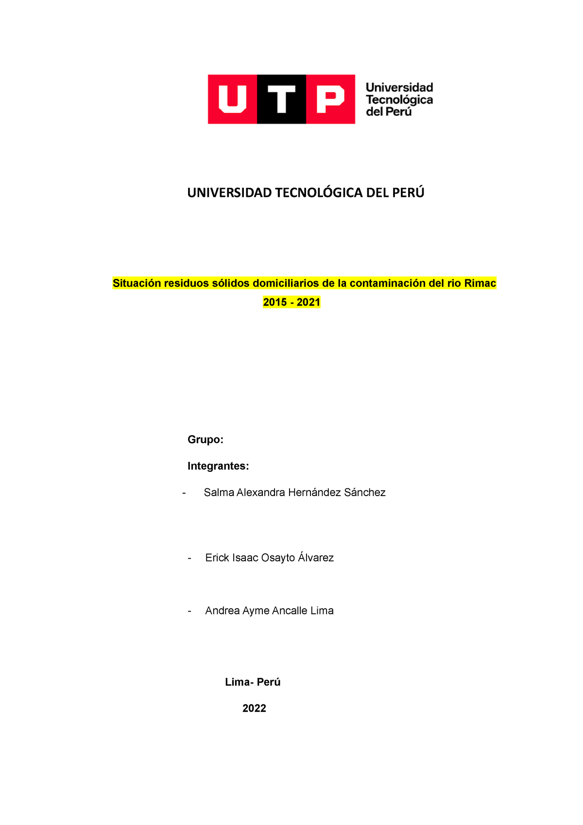 Universidad Tecnológica DEL PERÚ Trabajo Completo - UNIVERSIDAD ...