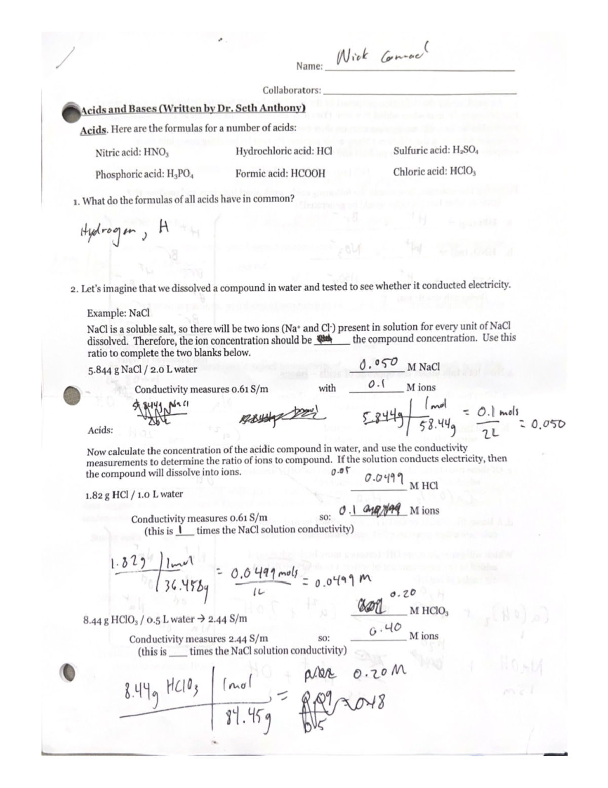 Acids and bases intro - work - CH4000 - Studocu