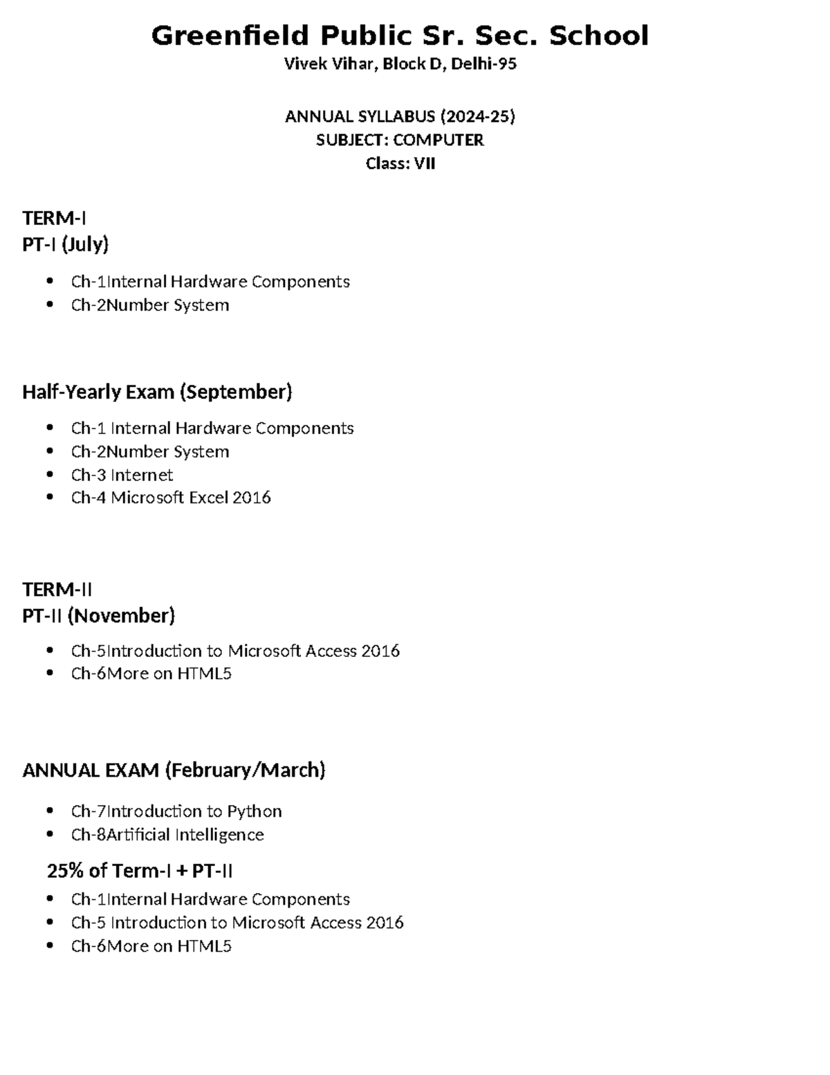 VI xyz Greenfield Public Sr. Sec. School Vivek Vihar, Block D