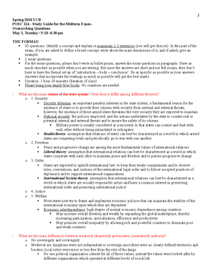 POSC124S Book Notes - Introduction to International Relations Chapter 1 ...