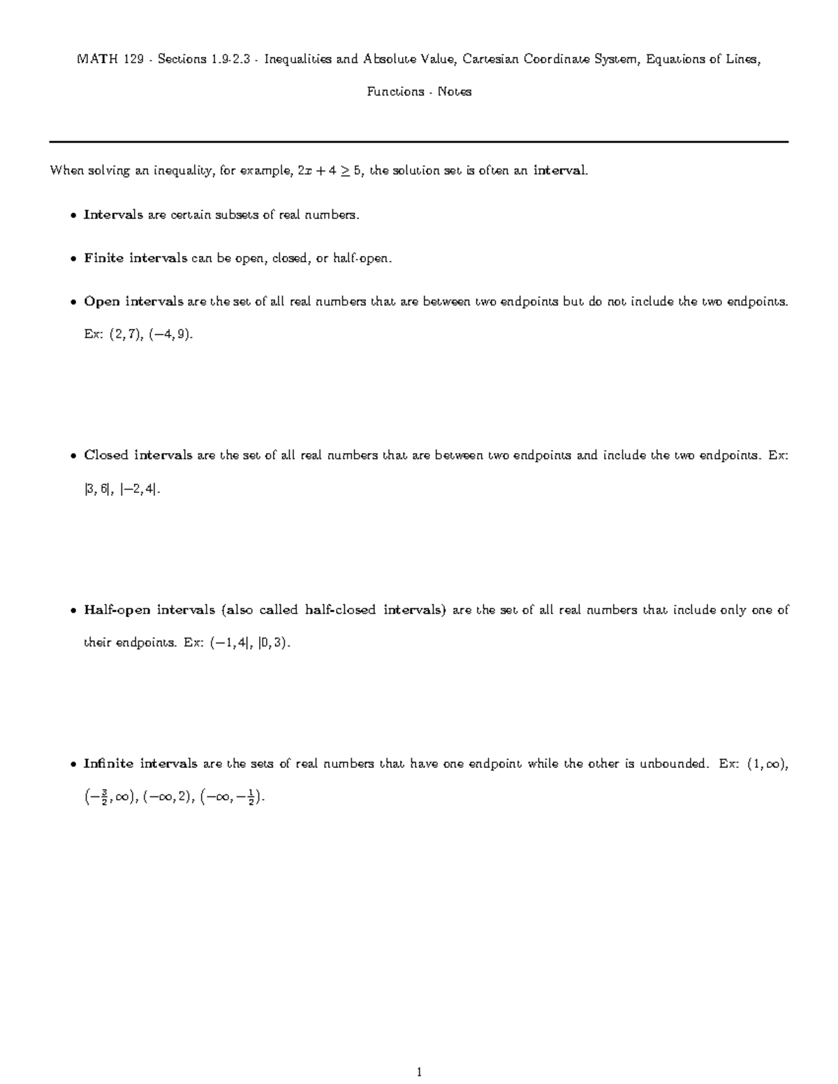 MATH129 Fall2022Sections 1 - MATH 129 - Sections 1.9-2 - Inequalities ...