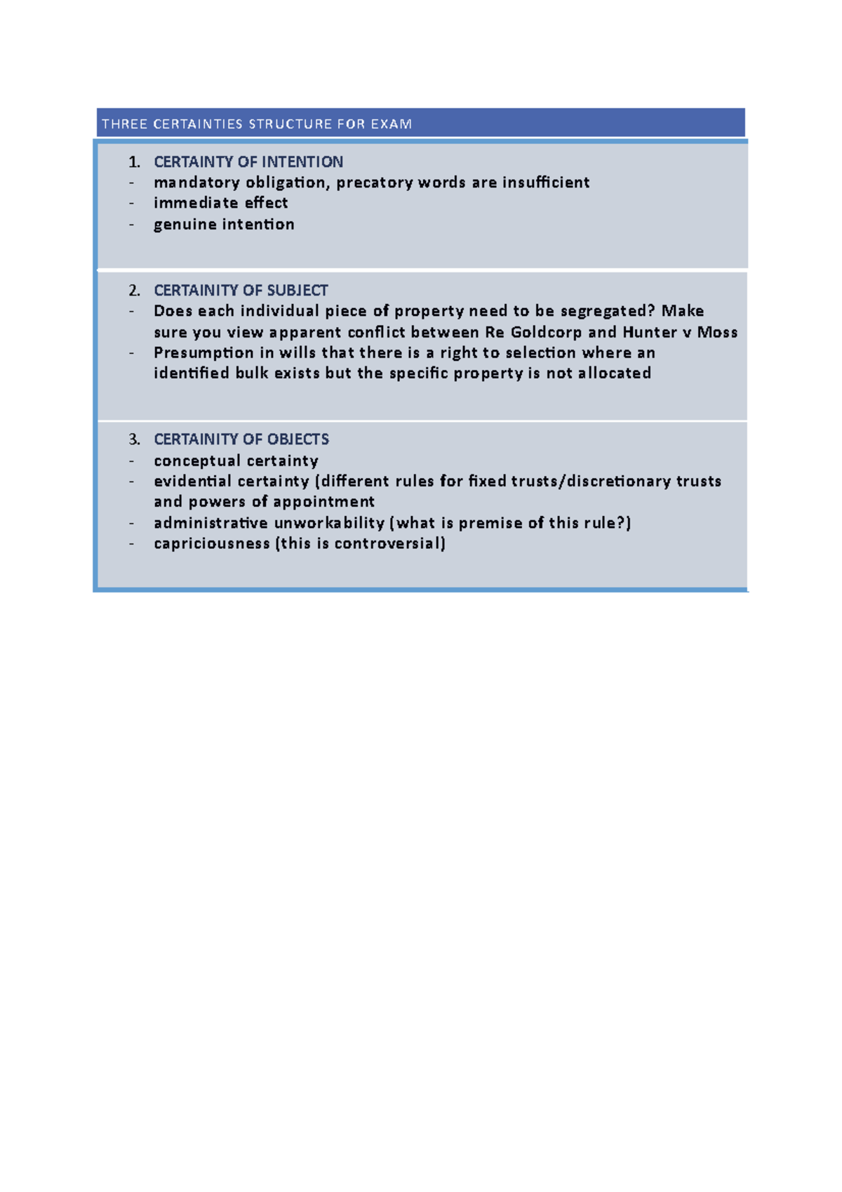 3 certainties exam notes - THREE CERTAINTIES STRUCTURE FOR EXAM 1 ...