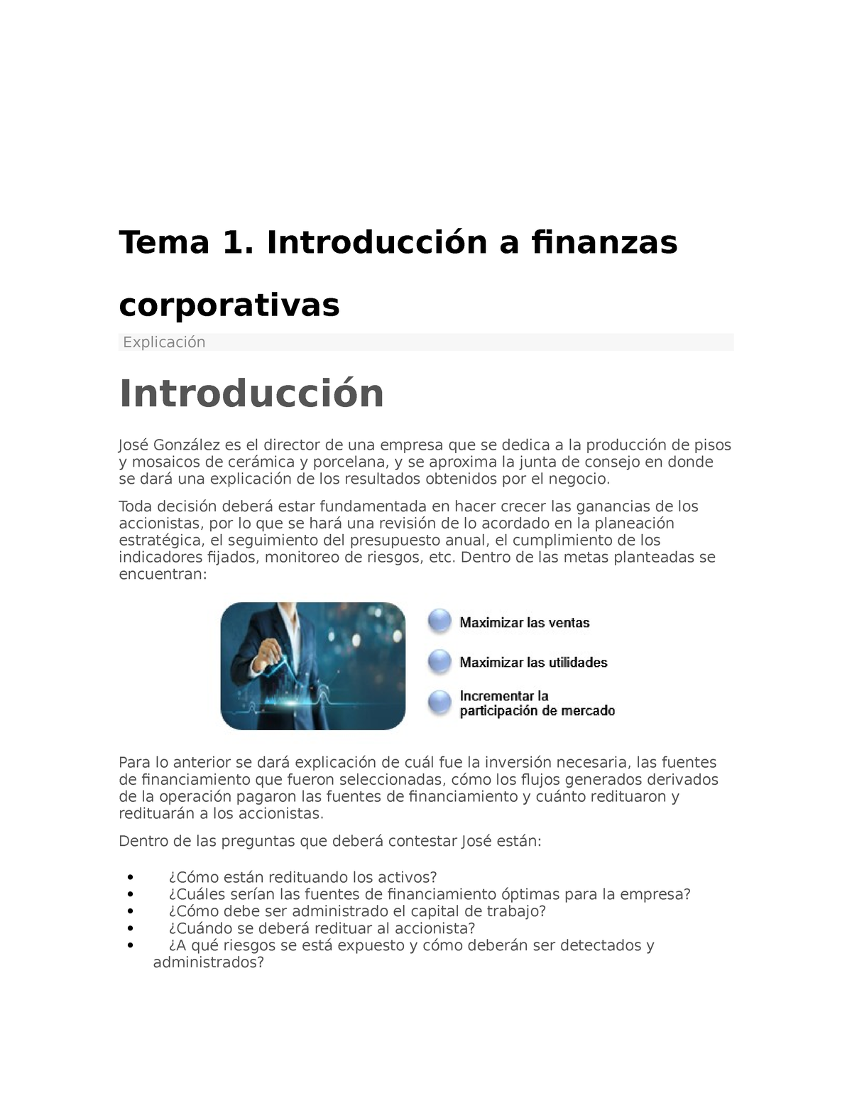 Tema 1. Introducción A Finanzas Corporativas - Tema 1. Introducción A ...