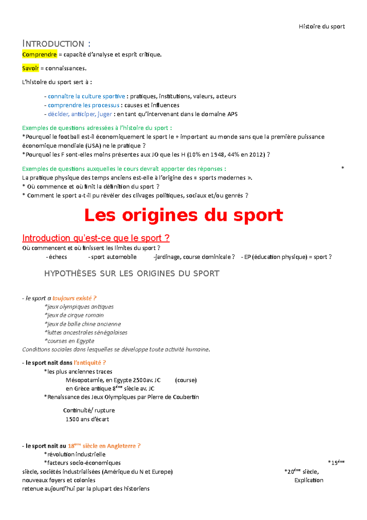 dissertation histoire du sport