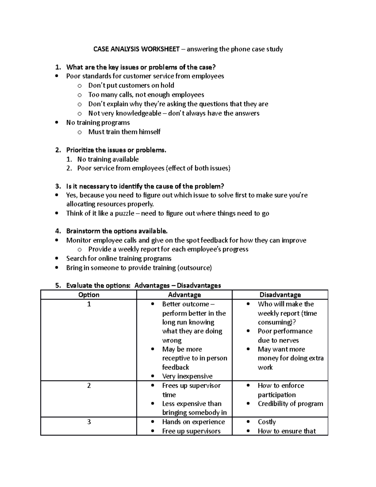 case study worksheet answer key