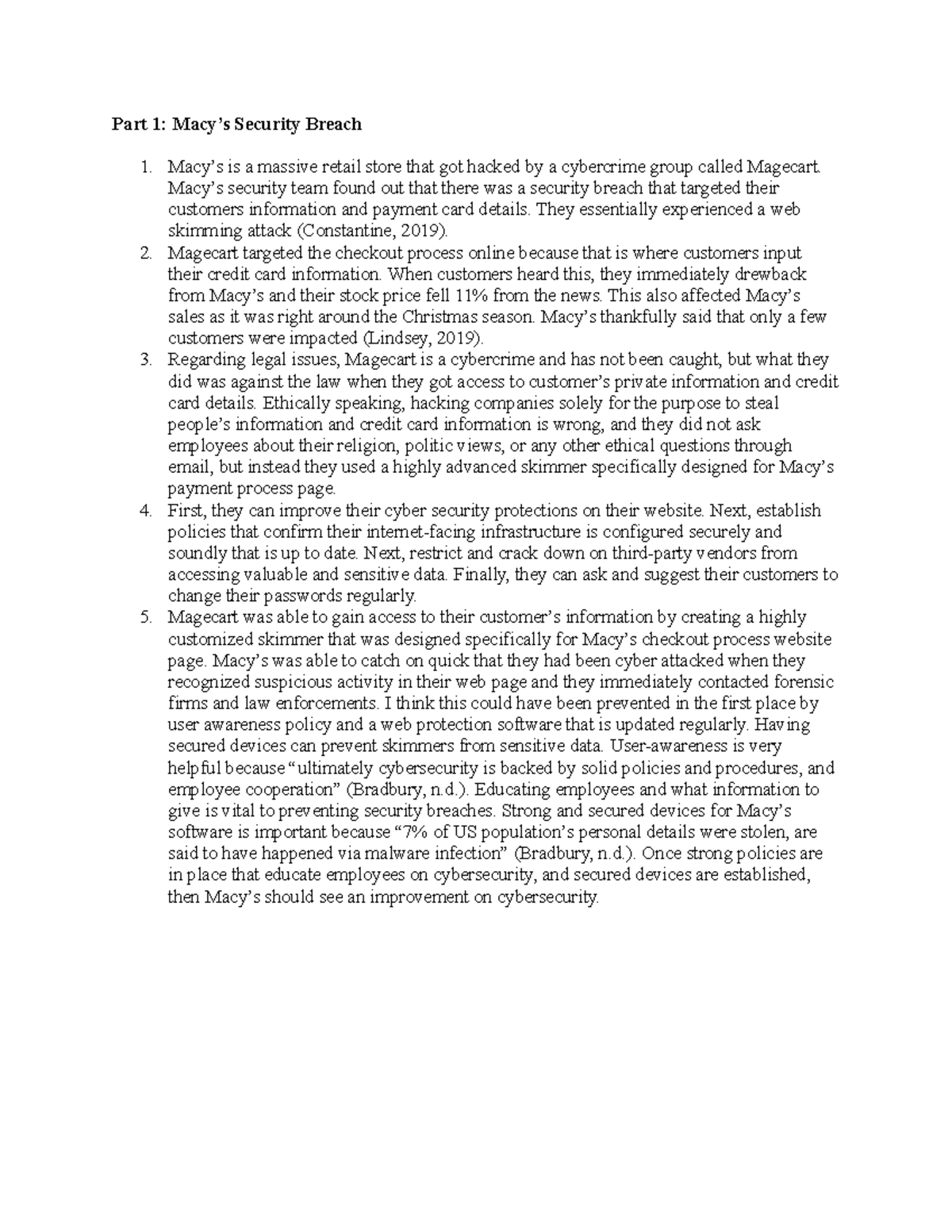 Macy's Security Breach BIT200 GCU Studocu