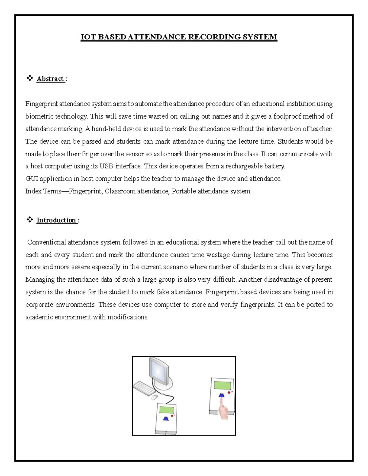 Group no 9 - project - IOT BASED ATTENDANCE RECORDING SYSTEM Abstract ...