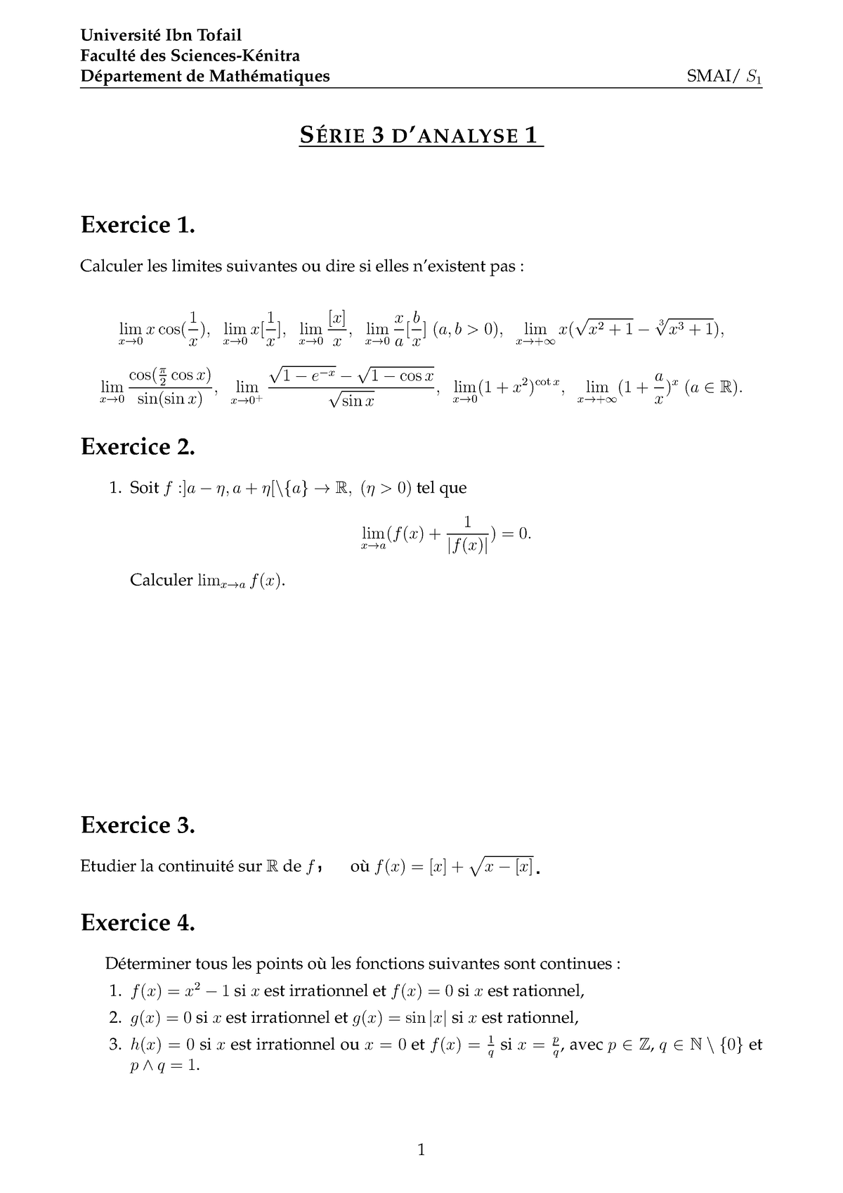 Analyse 1-Section B-TD3 - Université Ibn Tofail Faculté Des Sciences ...