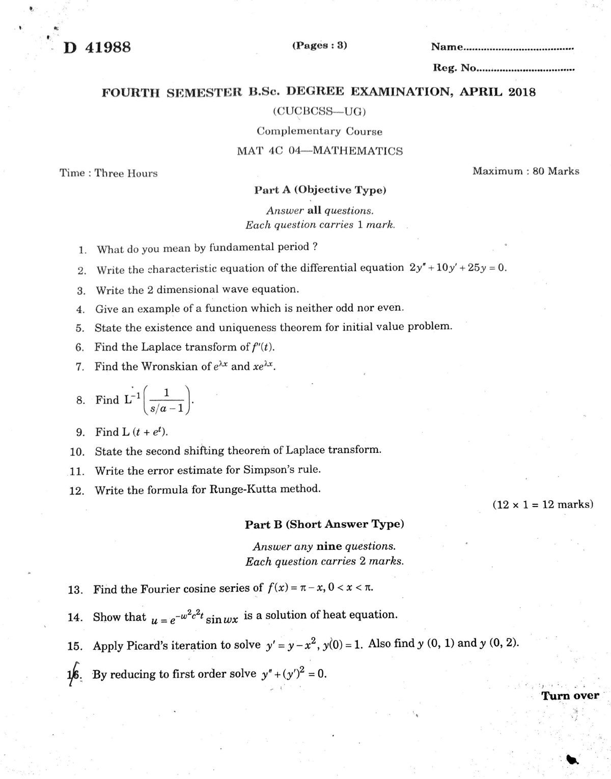 4rth sem degree Mathematics - Bsc physics - Studocu