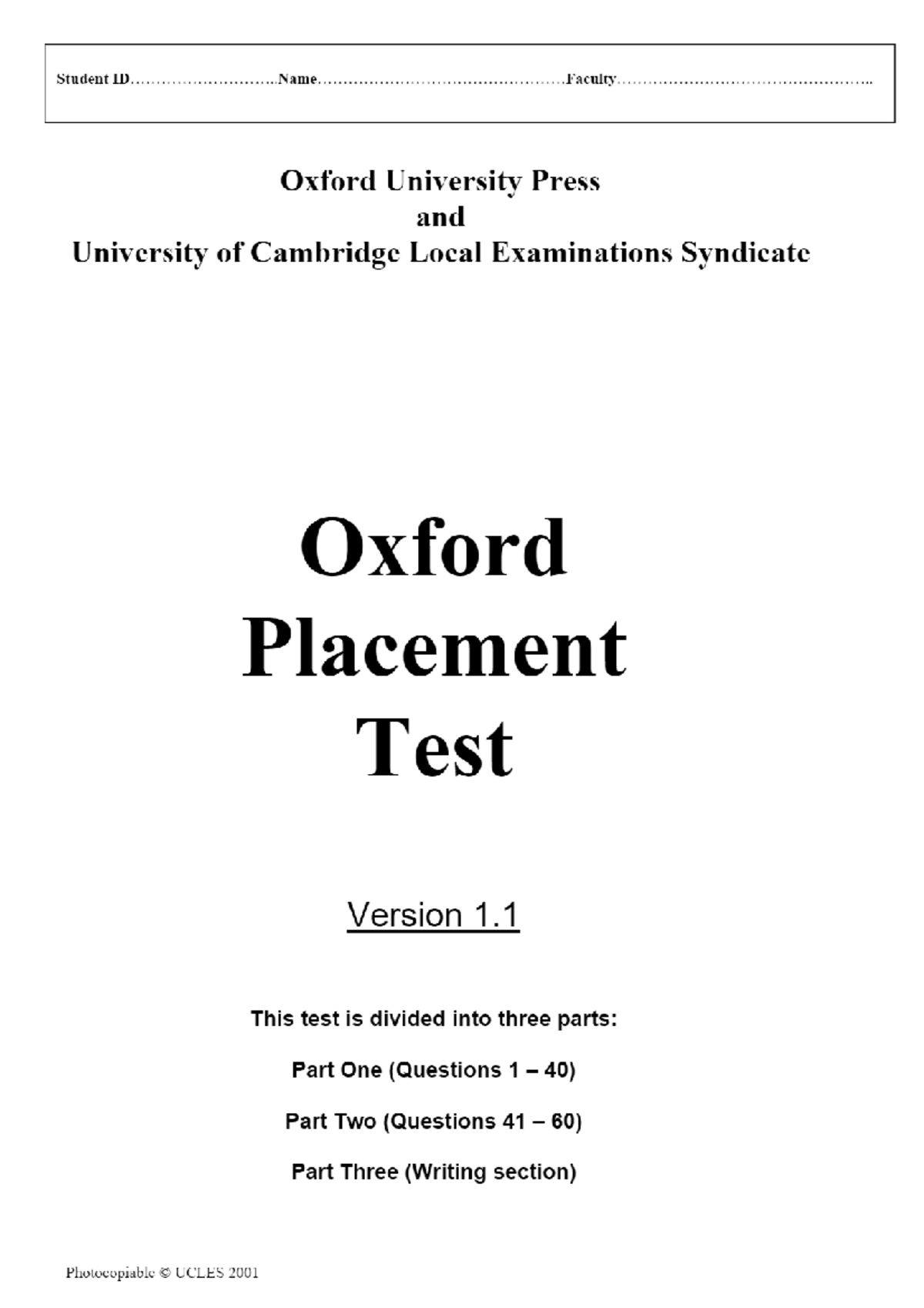Oxford placement test pdf free download embriolog a studocu
