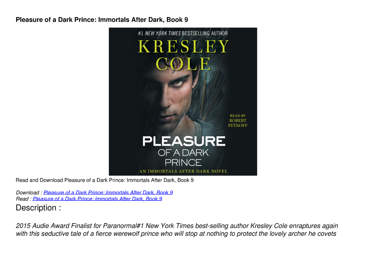 READ [PDF] Pleasure of a Dark Prince: Immortals After Dark, Book 9 ...