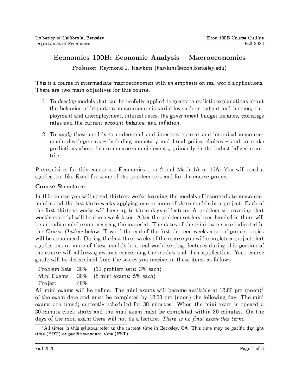 Economics-100B-Syllabus - Department Of Economics Fall 2020 Economics ...