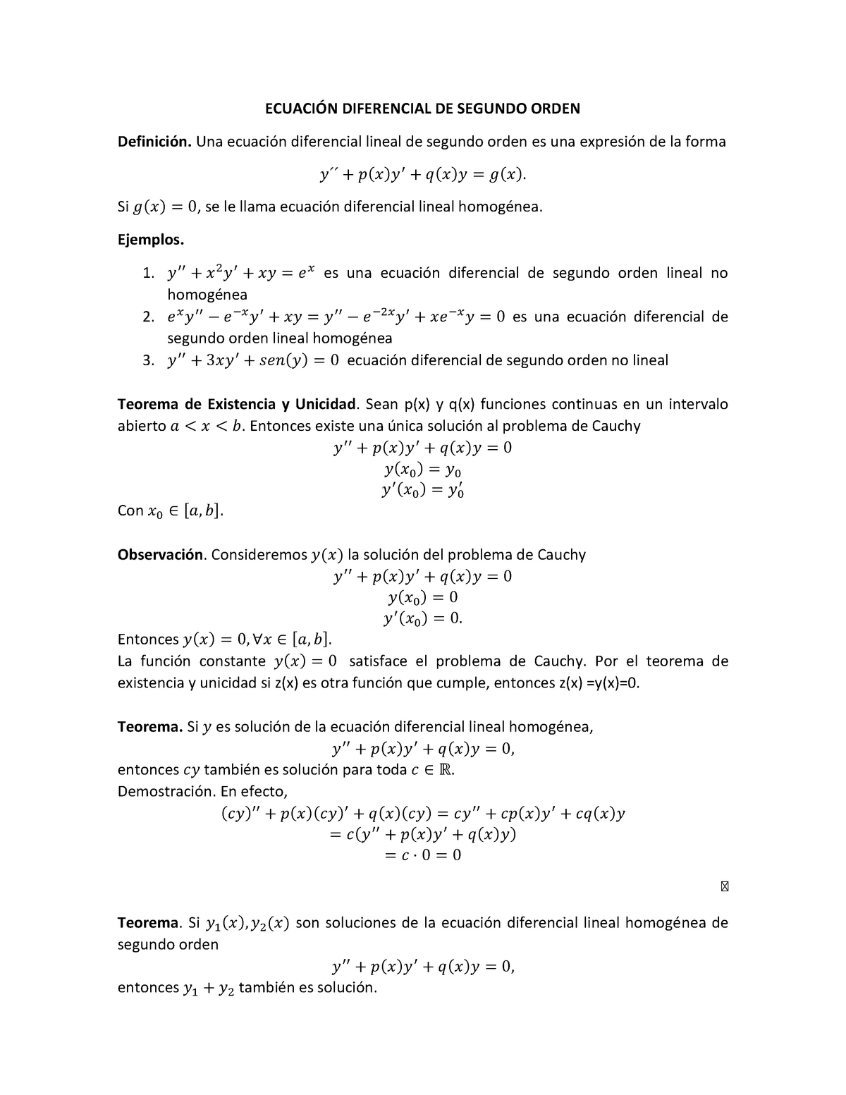 Ecuacion Diferencial De Segundo Orden Studocu