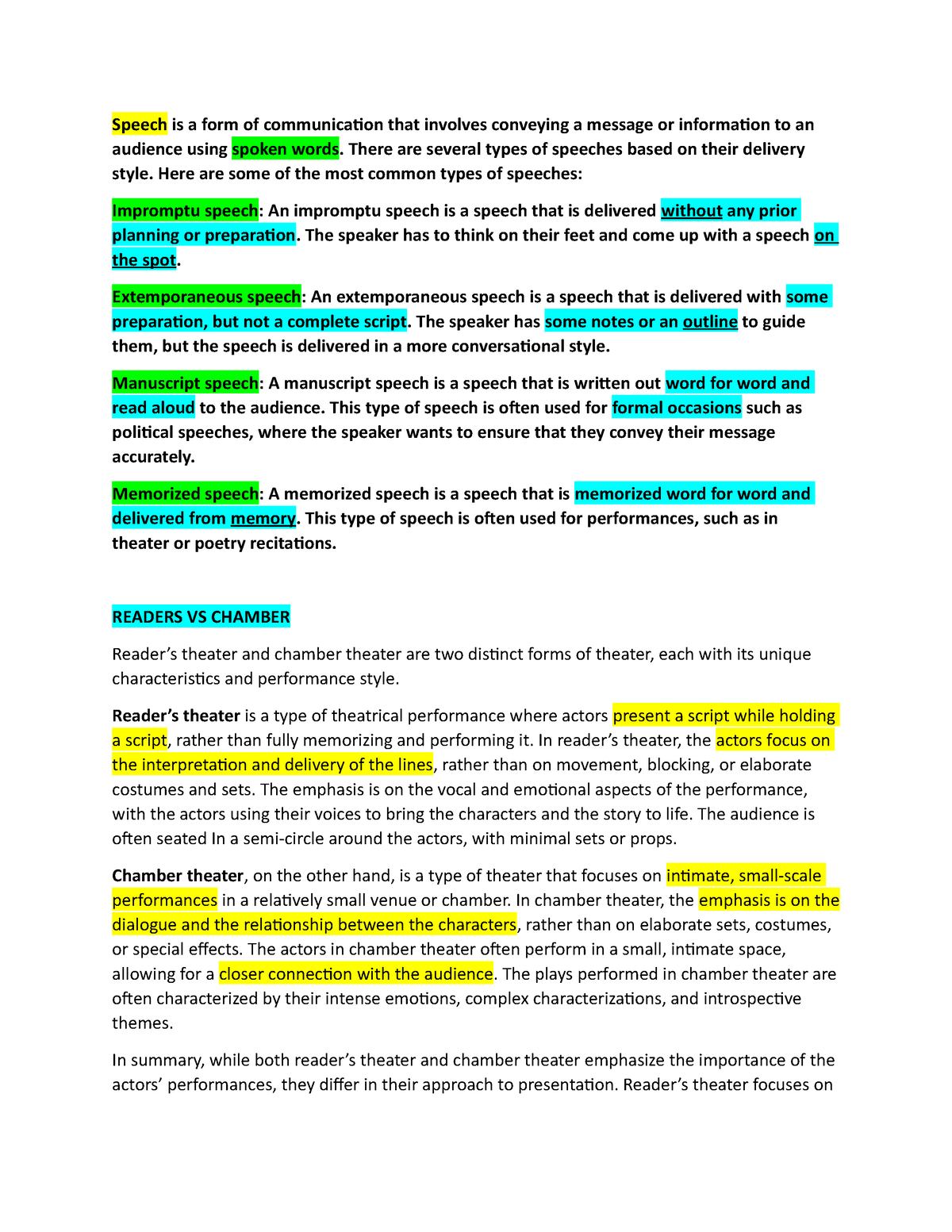 Notes EL109 - Speech is a form of communication that involves conveying ...