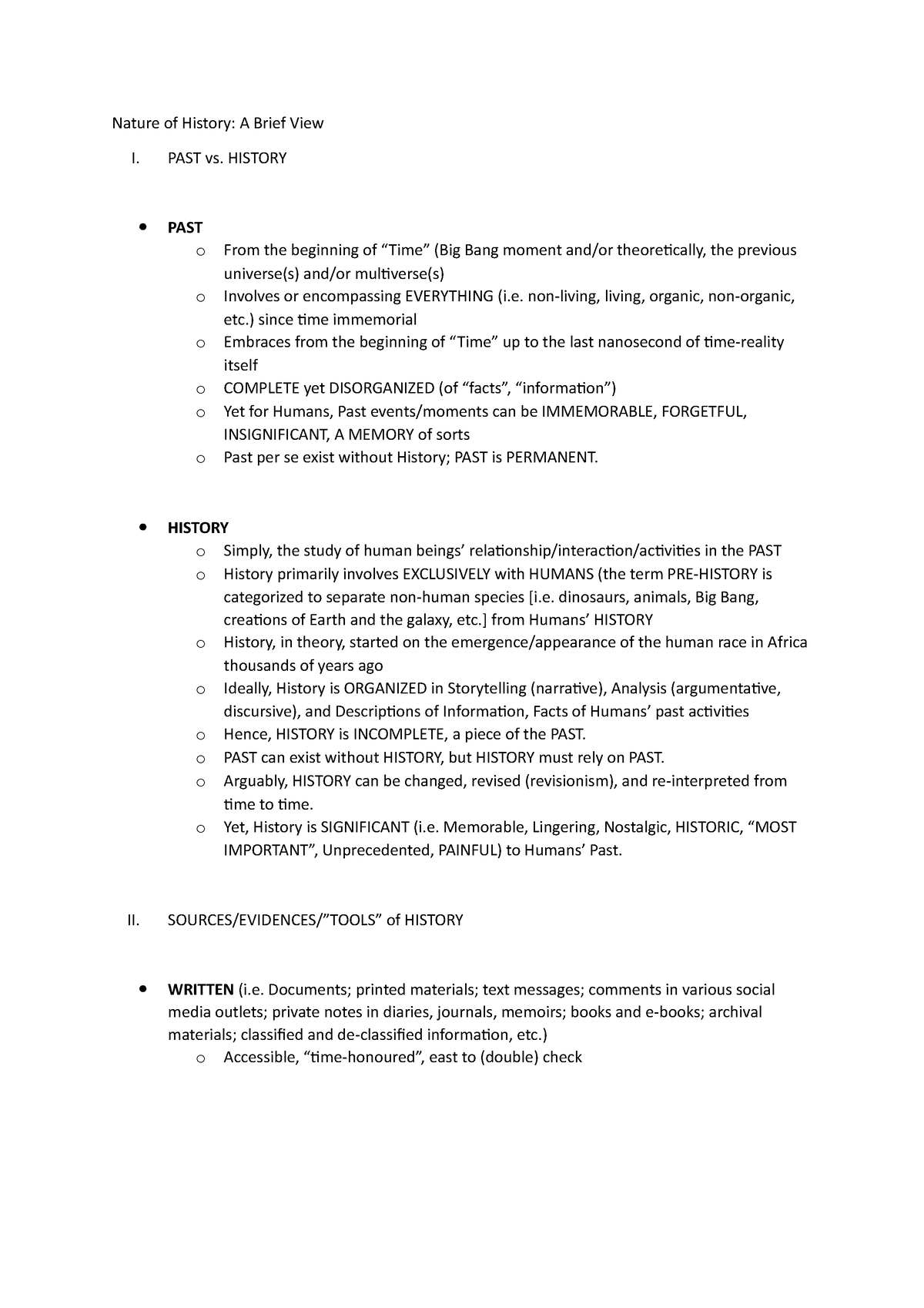 history vs past essay