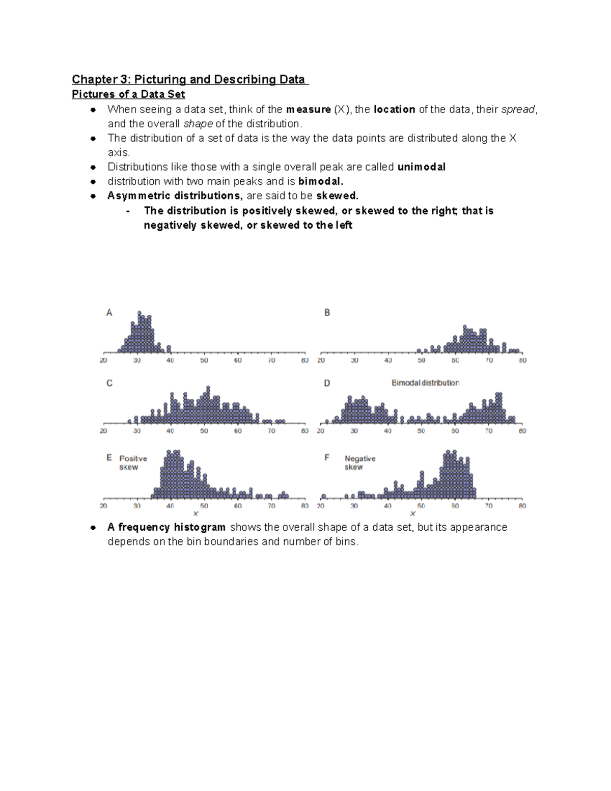 Week 2 Chapter 3,4 and 5 summary notes - Chapter 3: Picturing and ...